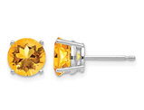 Natural Citrine 2.50 Carat (ctw) Solitaire Post Earrings in 14K White Gold